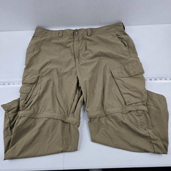 Under Armour zip off pants hiking 42x32 mens green tan 5174